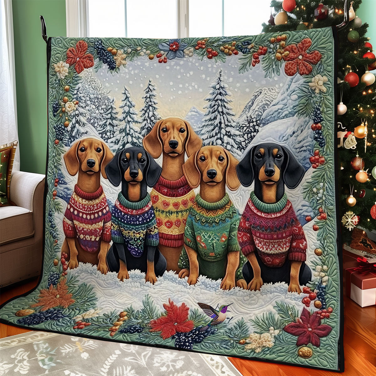 Winter Of Dachshund WY2511011CL Quilt