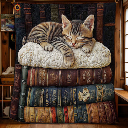 Sleeping Book Cat WY2511027CL Quilt