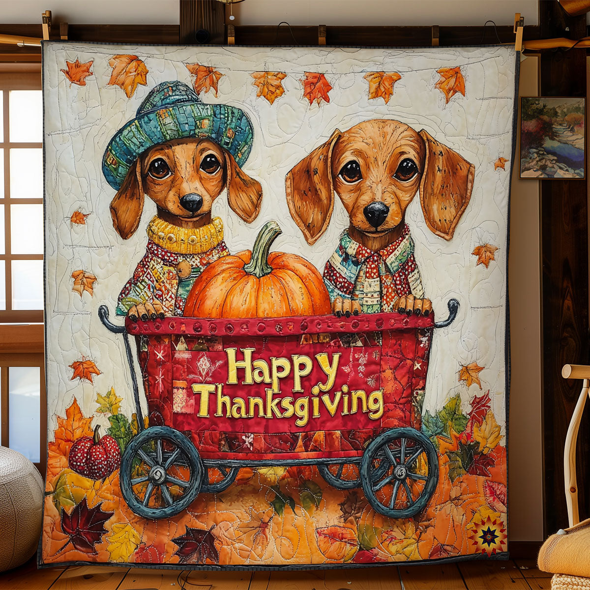Dachshund Thanksgiving WY1911098CL Quilt