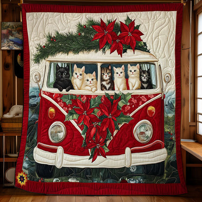 Poinsettia Van Cat WY0912024CL Quilt