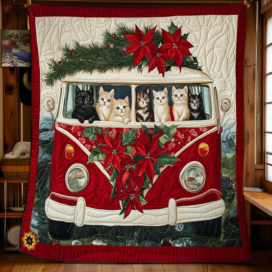 Poinsettia Van Cat WY0912024CL Quilt