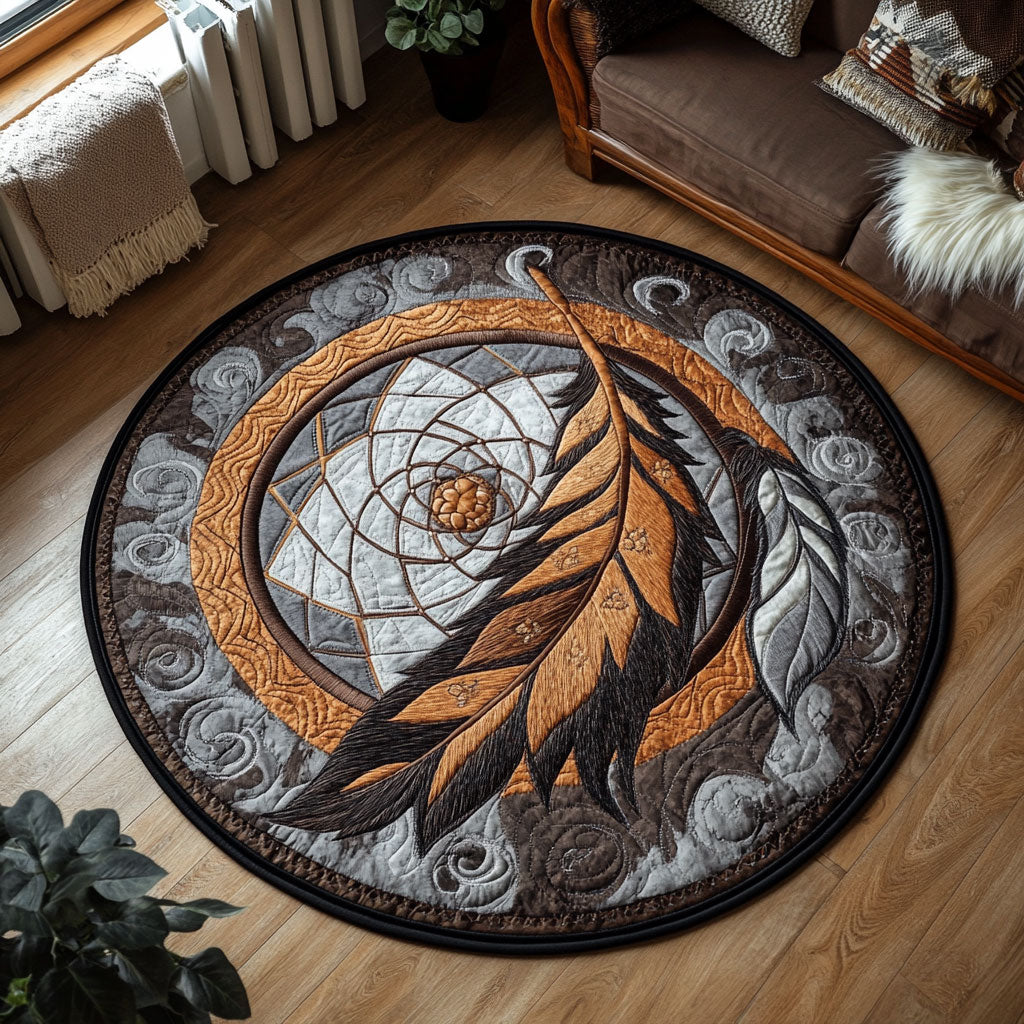 Native American Feather WP1403050CL Quilted Round Mat