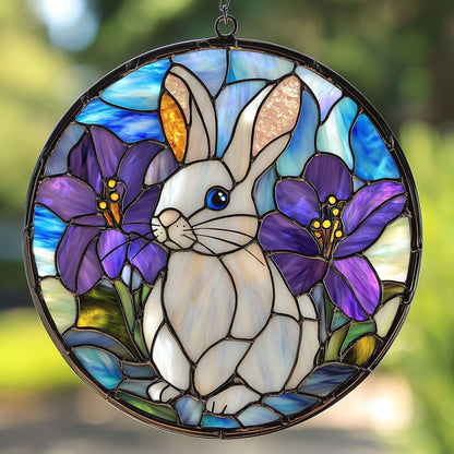 Rabbit Violet Flower WT1403008CL Suncatcher