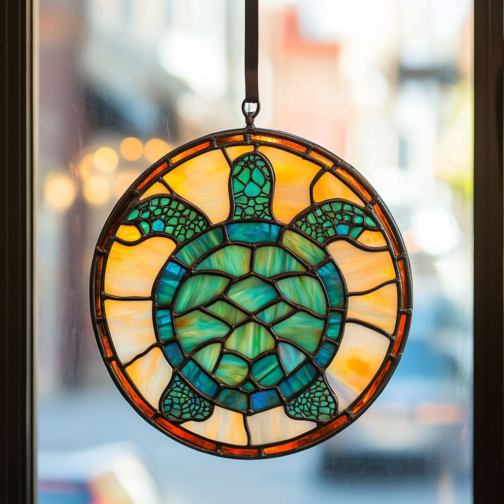 Turtle WJ1511050CL Stained Glass Suncatcher