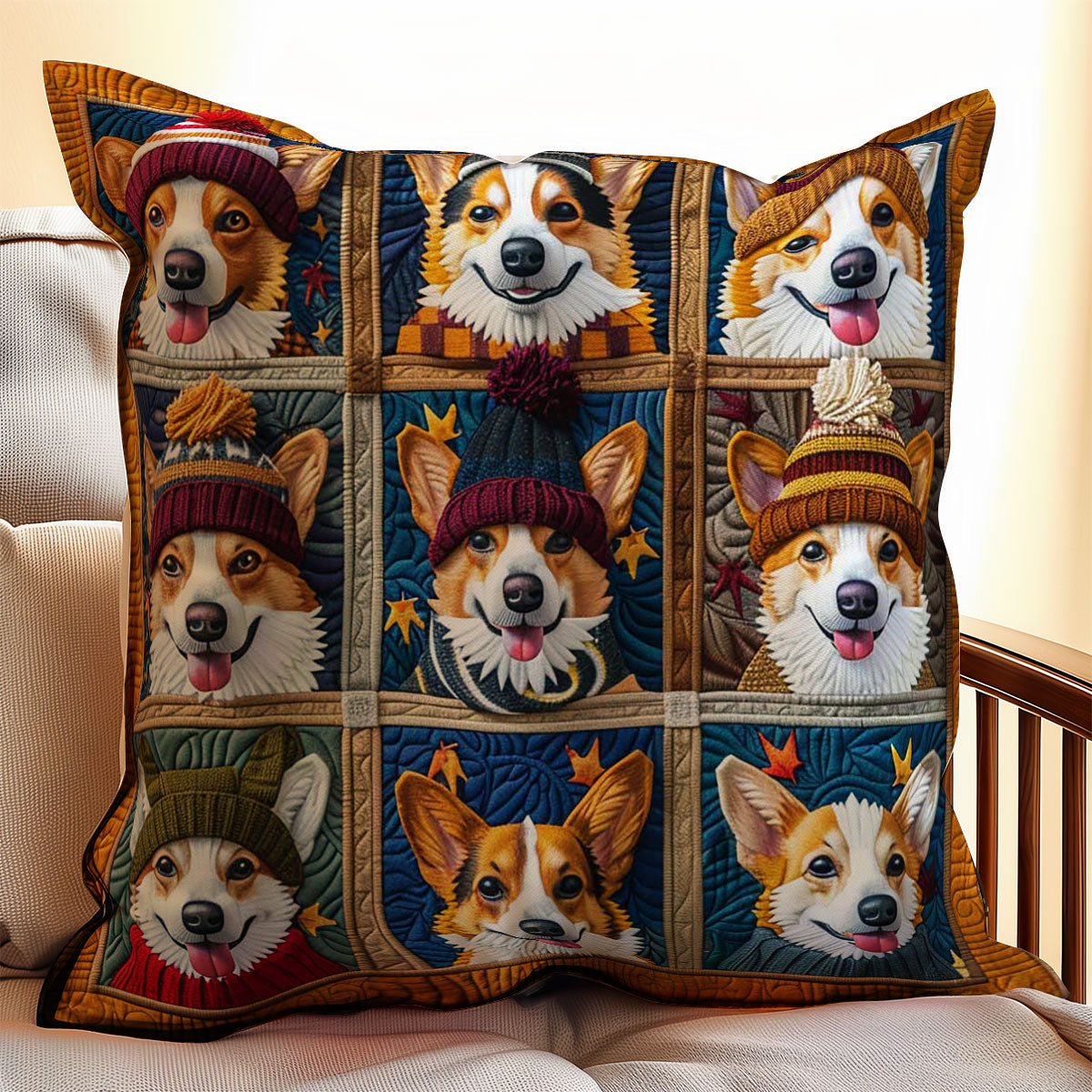 Cute Corgi WJ1209037CL Quilt Pillow Case