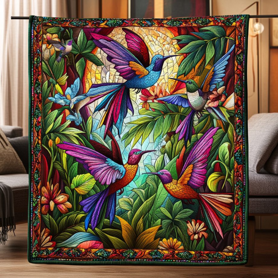 Hummingbird Tropical Forest  WU0411027CL Quilt