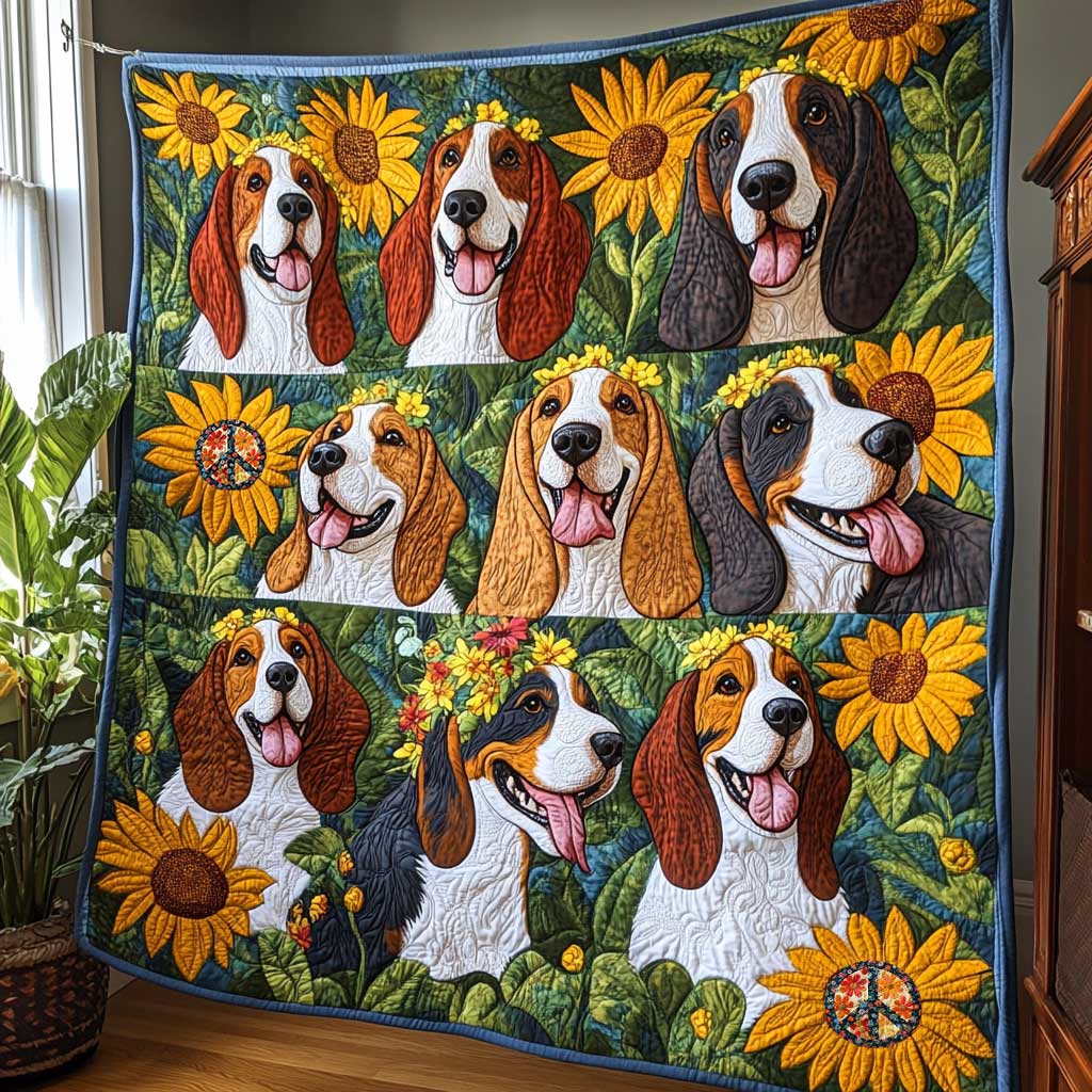 Smiling Basset Hound WP0810046CL Quilt