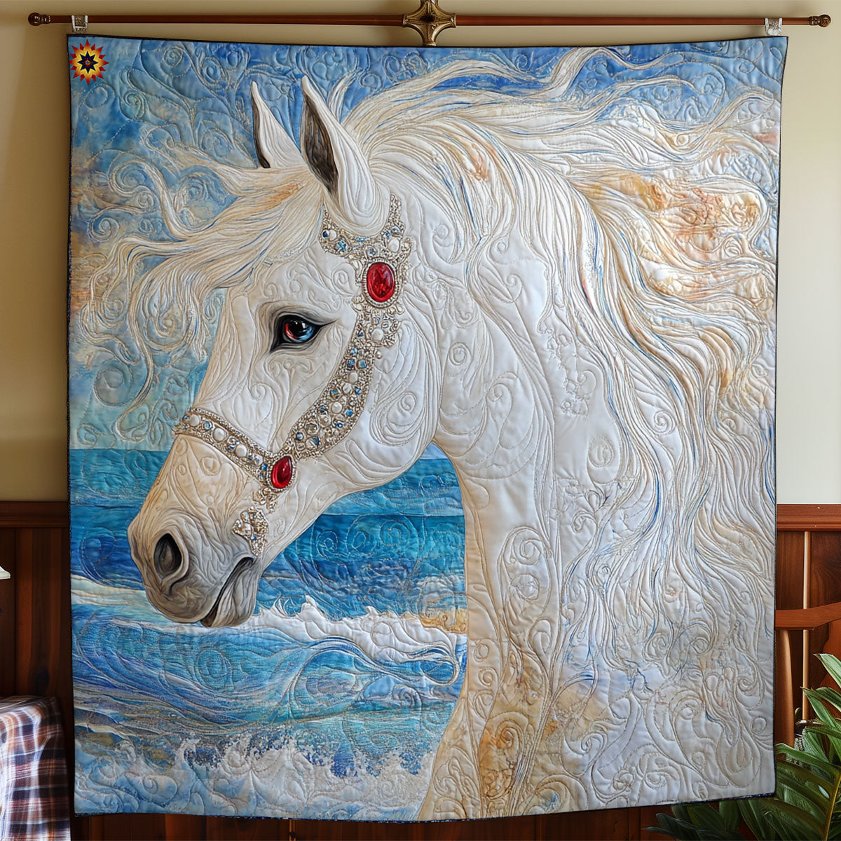 Sea White Horse WY1811031CL Quilt