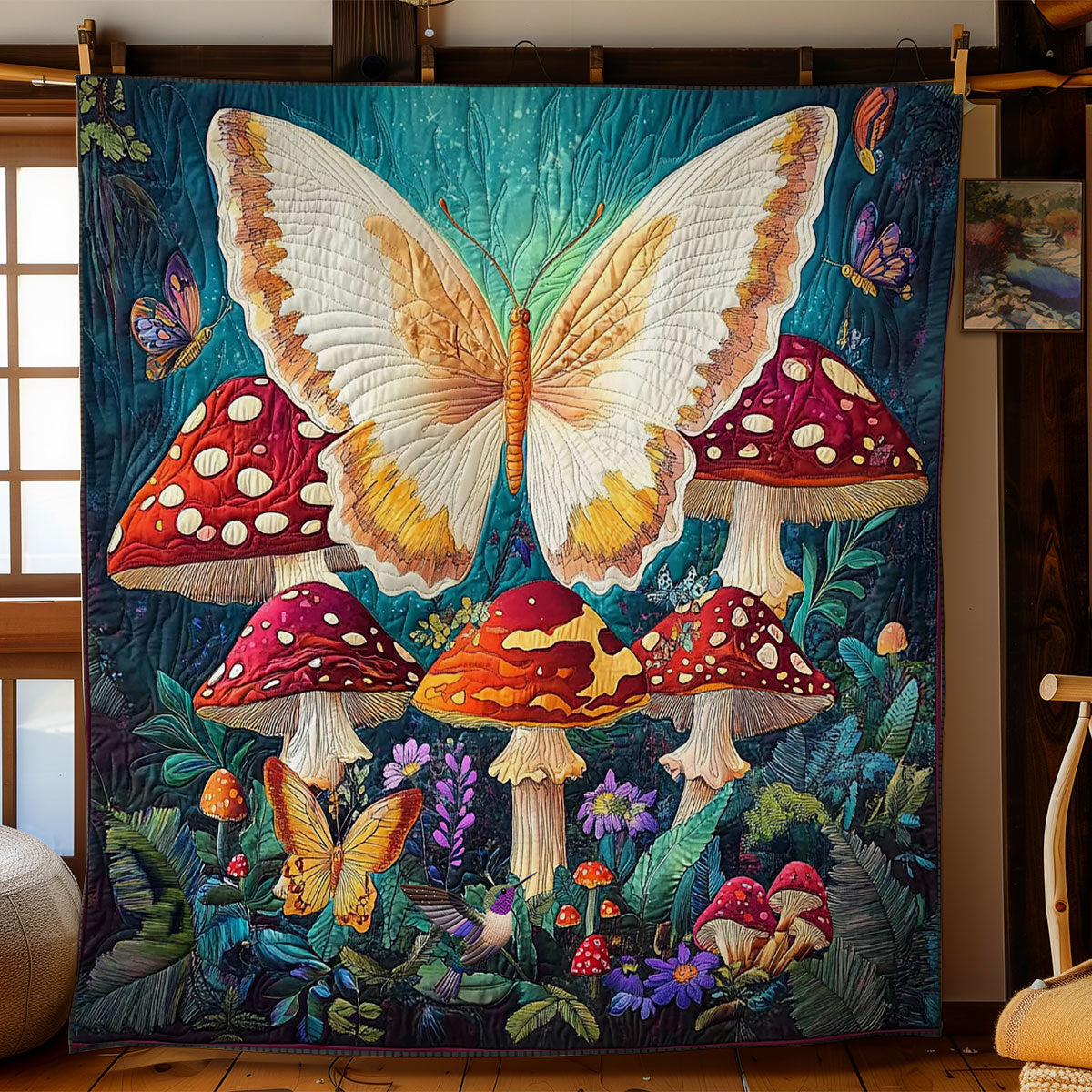 Butterfly In Mushroom Forest WY1812004CL Quilt