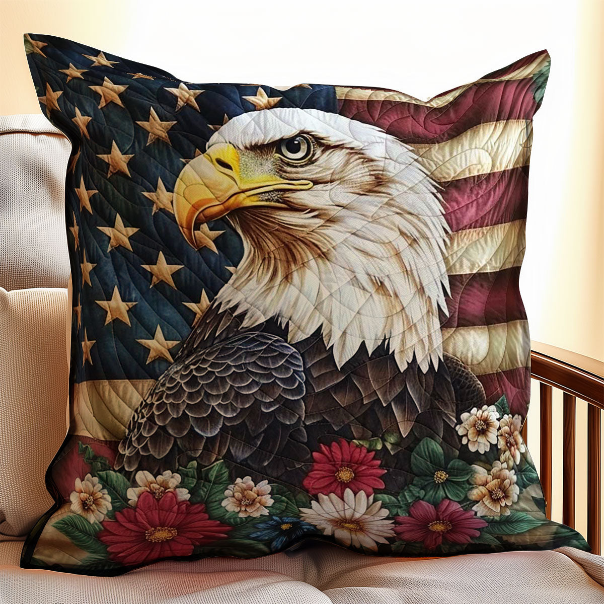 Patriotic Eagle WJ1109042CL Quilt Pillow Case