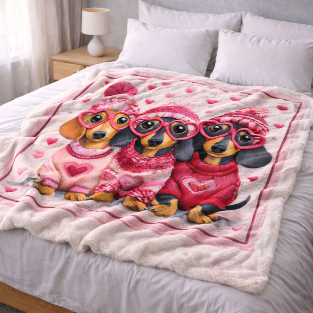 Dachshund Love CW2101002CL Faux Fur Throw Blanket