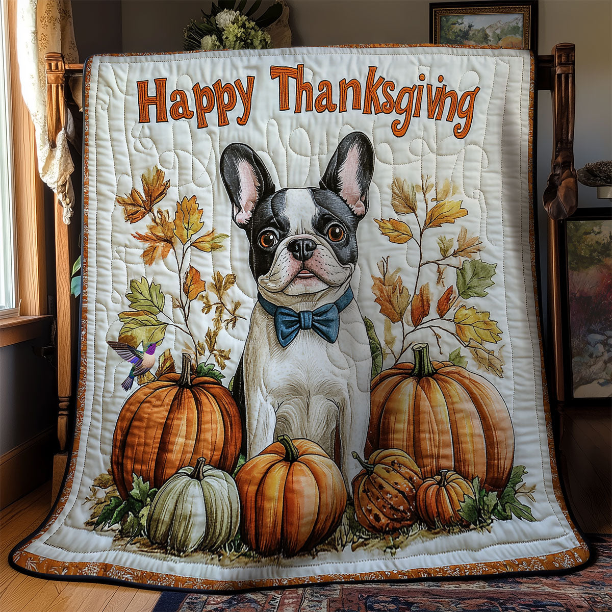 Bull Dog Thanksgiving WY2011042CL Quilt
