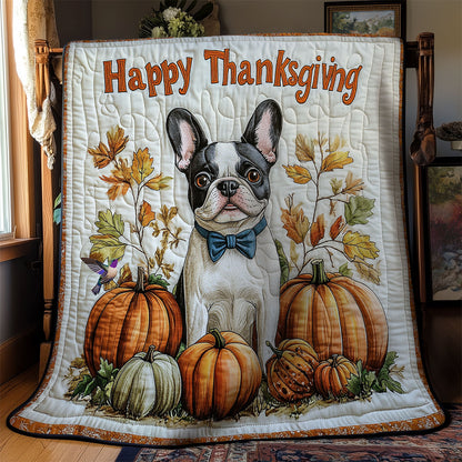 Bull Dog Thanksgiving WY2011042CL Quilt