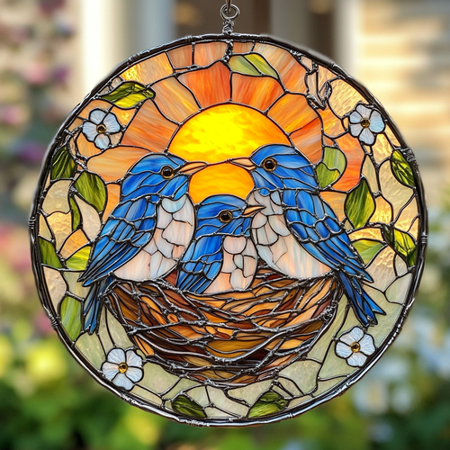 Bluebirds' Haven WN0611058CL Stained Glass Suncatcher