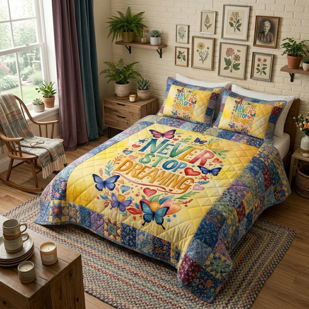 Never Stop Dreaming Butterfly Patchwork WN0304005CL Duvet Cover Set