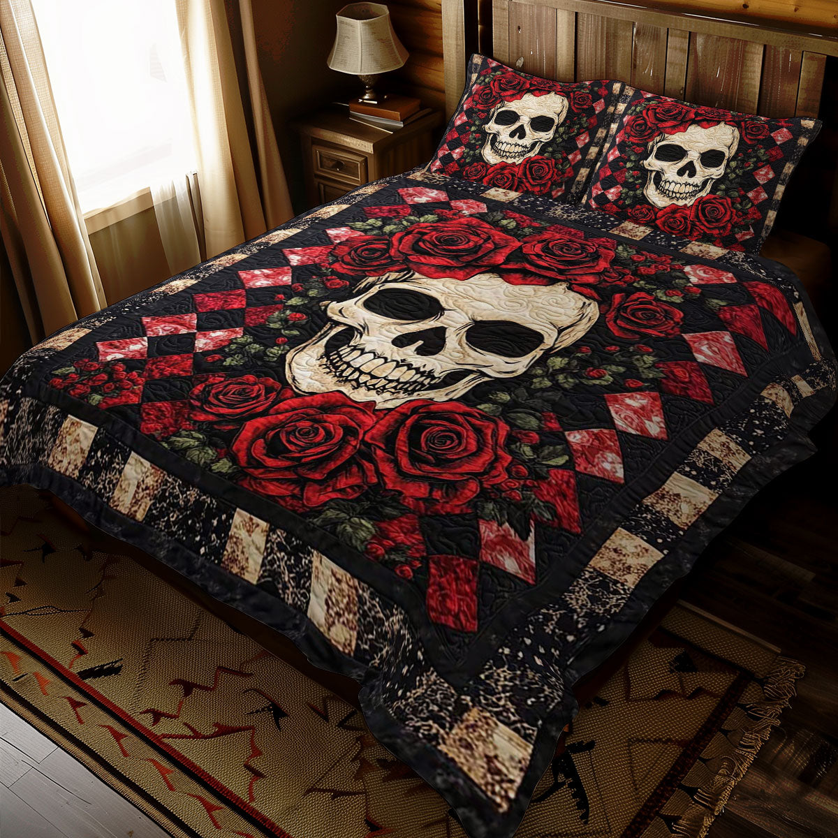 Red Roses Skull WJ2609024CL Duvet Cover Set