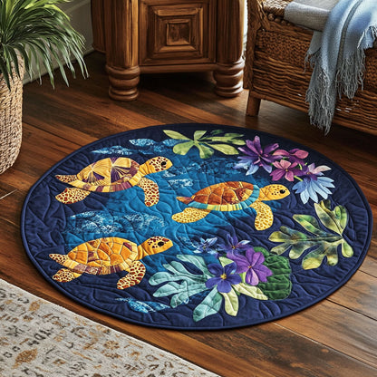 Tropical Turtles WY1703082CL Quilted Round Mat