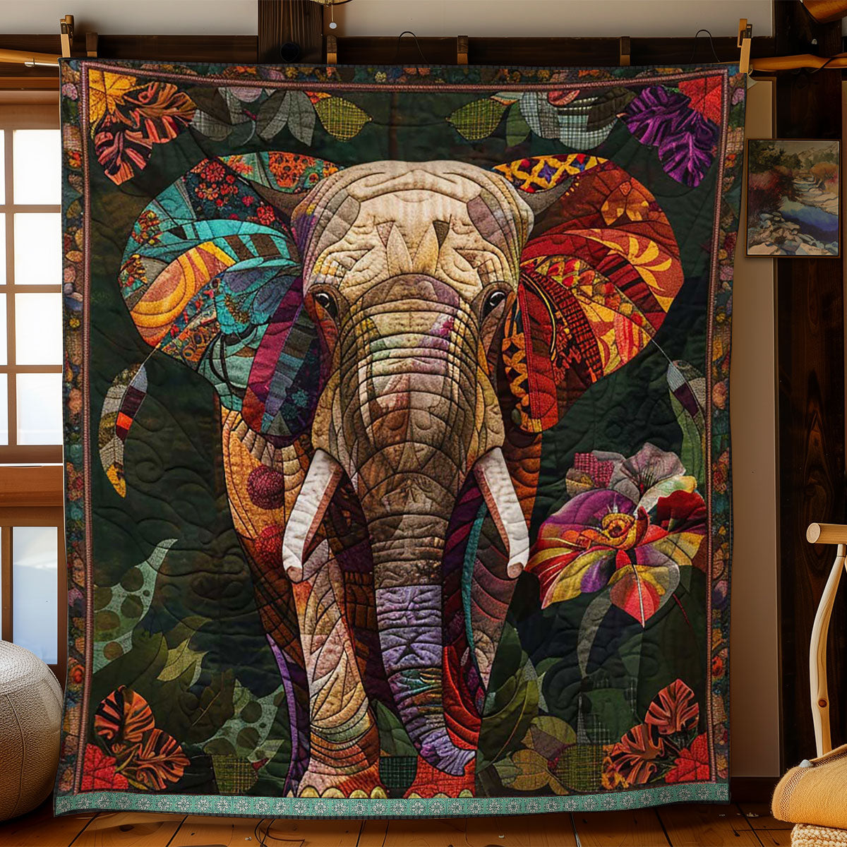 Native American Elephant WJ2309007CL Quilt