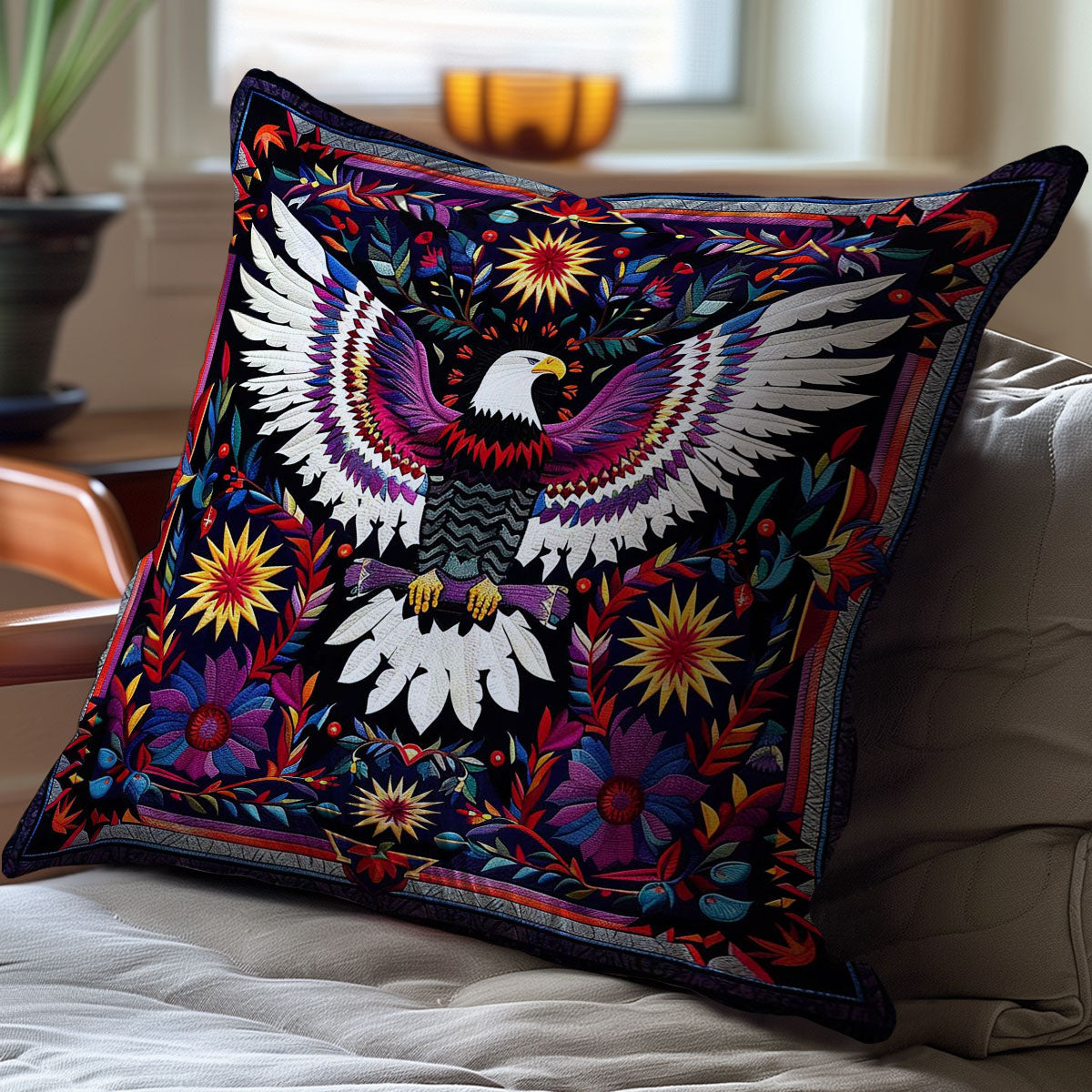 Eagle Native American WJ1909036CL Quilt Pillow Case