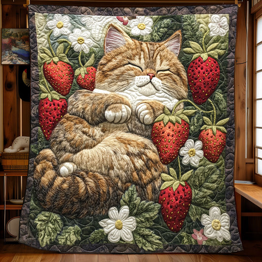 Sleeping Strawberry Cat XB2802016CL Quilt