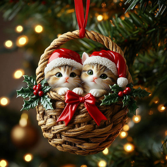 Warm Basket Cat WN0811073CL Christmas Ornament