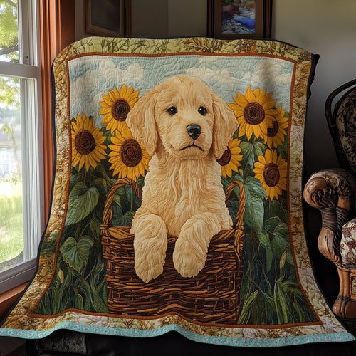 Golden Puppy Sunflower WX0312015CL Quilt