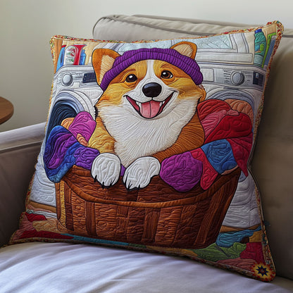 Laundry Corgi WY0312127CL Quilt Pillow Case