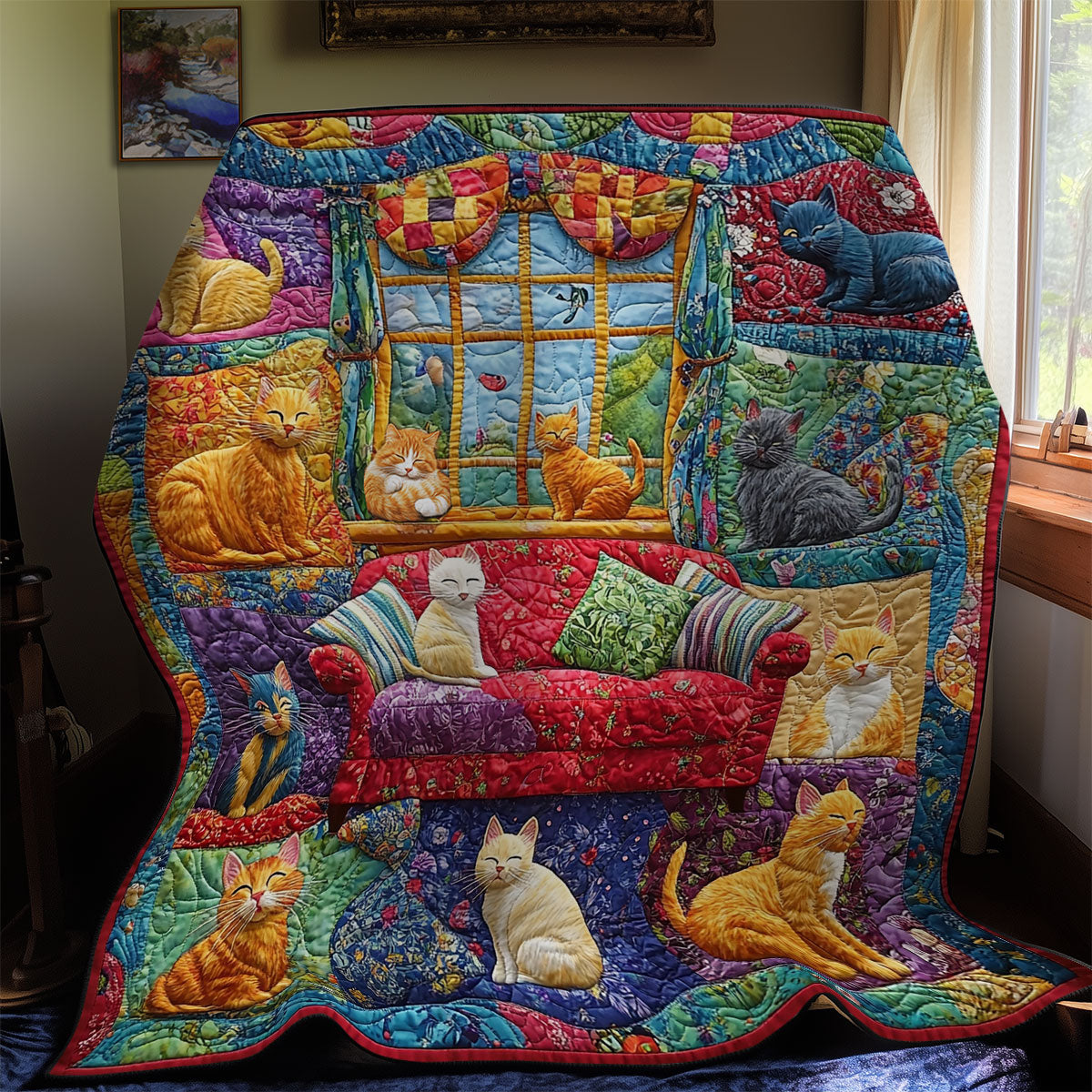 Cozy Family Cat WY1811049CL Quilt