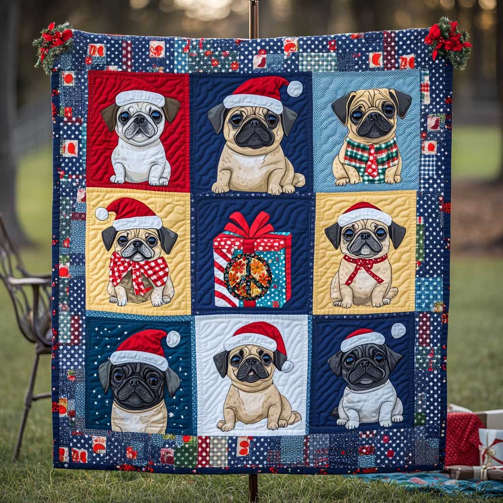 Pug's Gift Wrapping Fun WN0810021CL Quilt