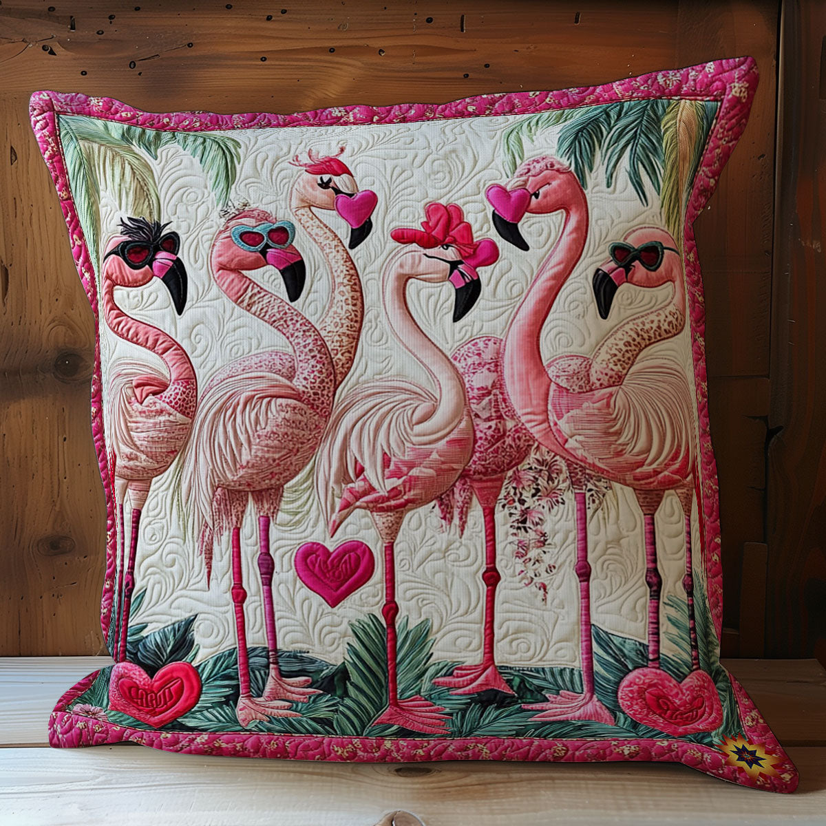 Heart Flamingo WY0612099CL Quilt Pillow Case