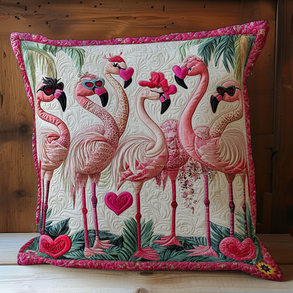 Heart Flamingo WY0612099CL Quilt Pillow Case