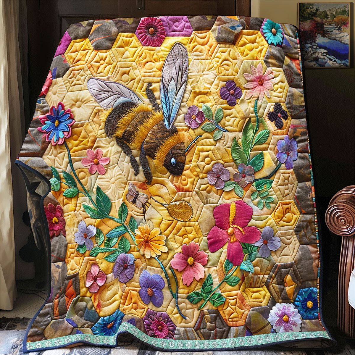 Floral Beehive WP0609020CL Quilt