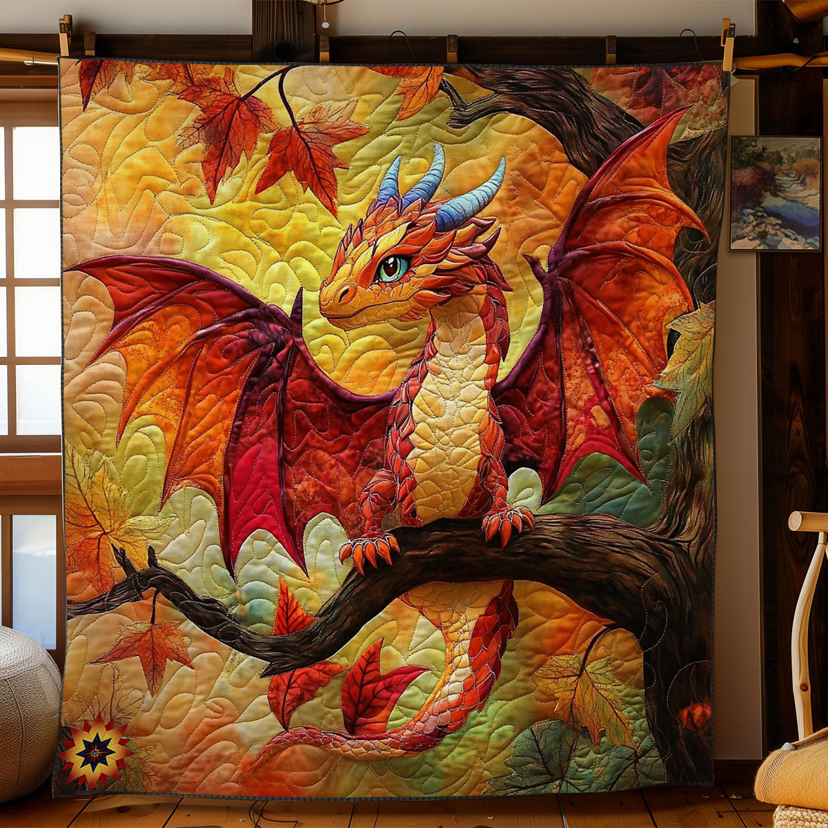 Autumn Leaves Dragon WY2911027CL Quilt