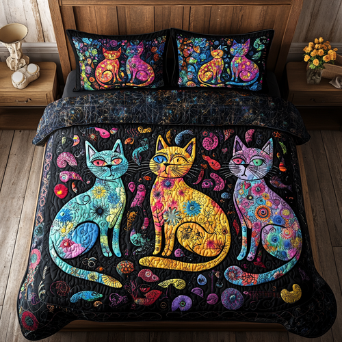 Colorful Cat Abstract WY1001024CL Duvet Cover Set