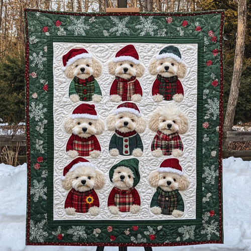 Cute Poodle Mery Christmas YR1510006CL Quilt