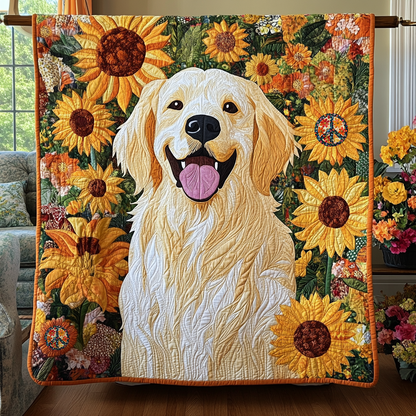 Sunflower Golden Retriever XR0310019CL Quilt