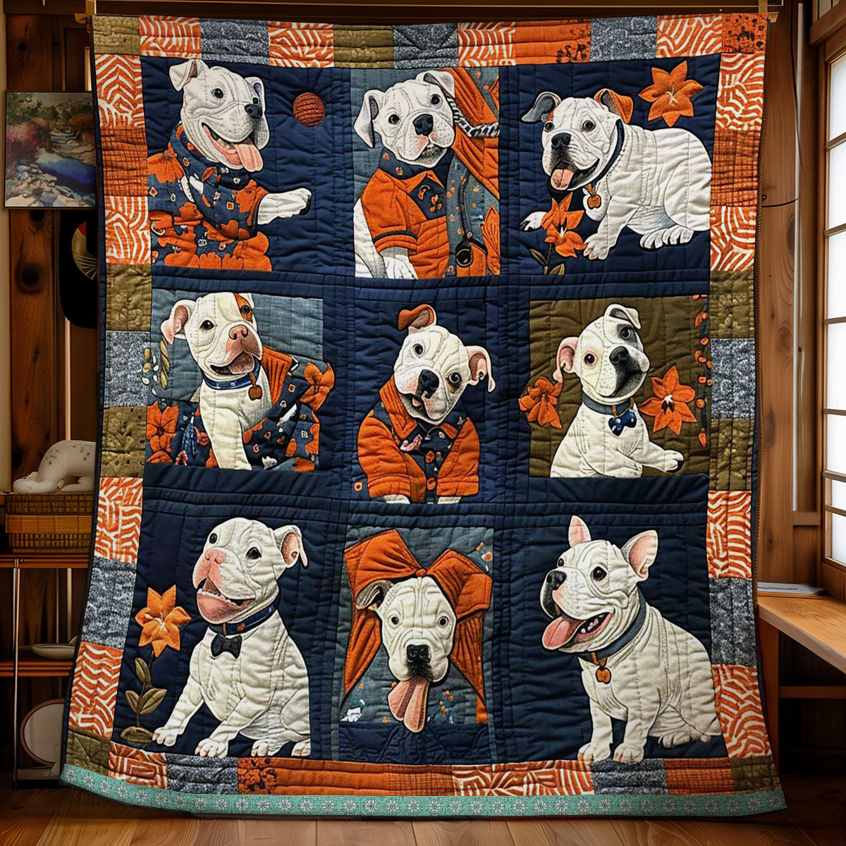 Bull Terriers Cheerful WN1209026CL Quilt