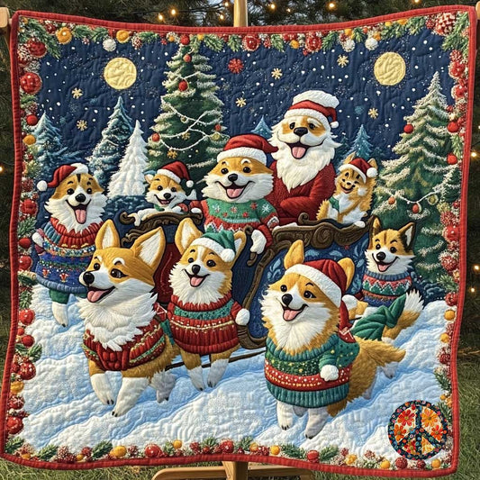 Corgi Snowy Journey WN1010064CL Quilt