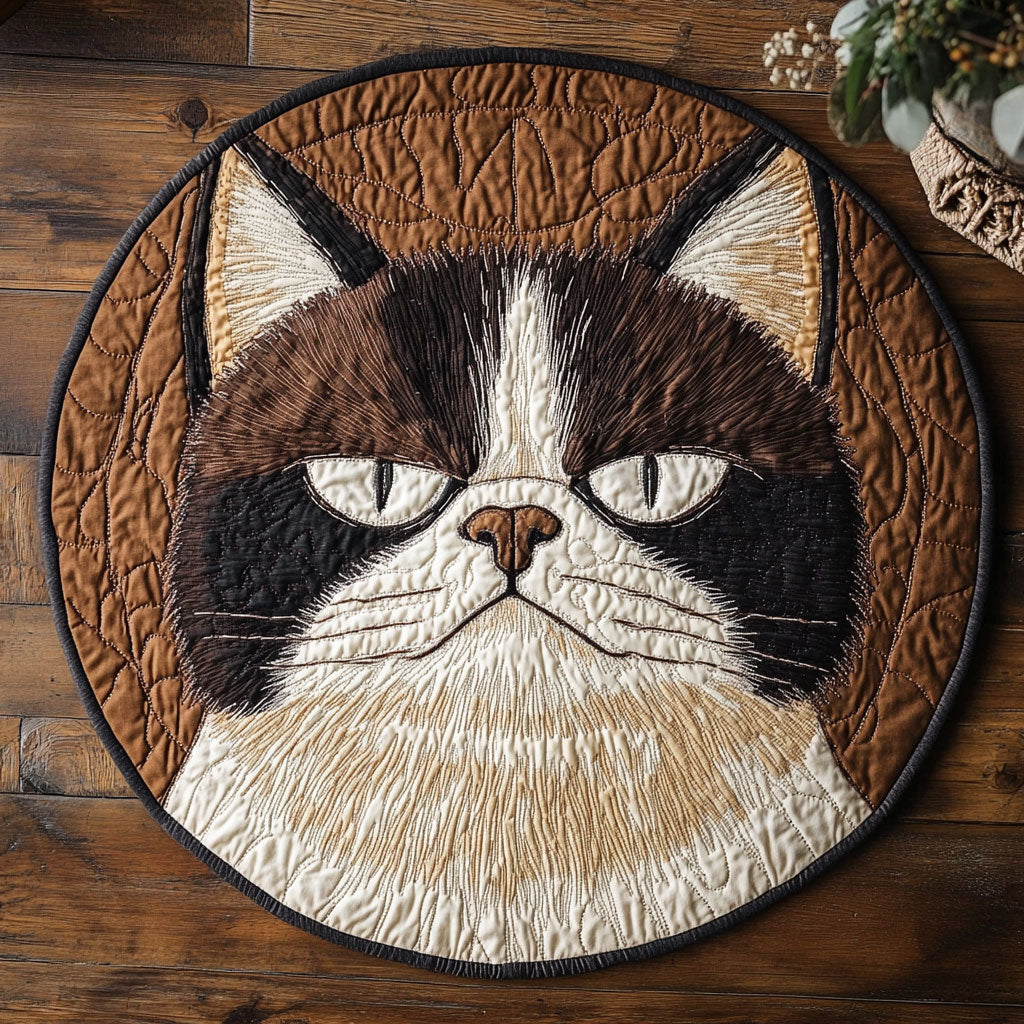 Feline Judgment CP3005009CL Quilted Round Mat