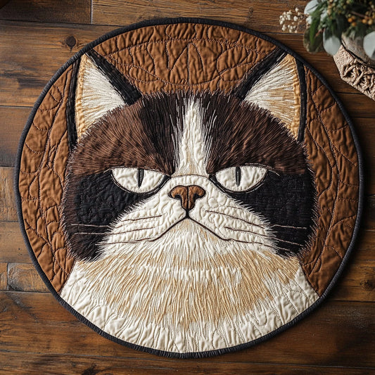 Feline Judgment CP3005009CL Quilted Round Mat