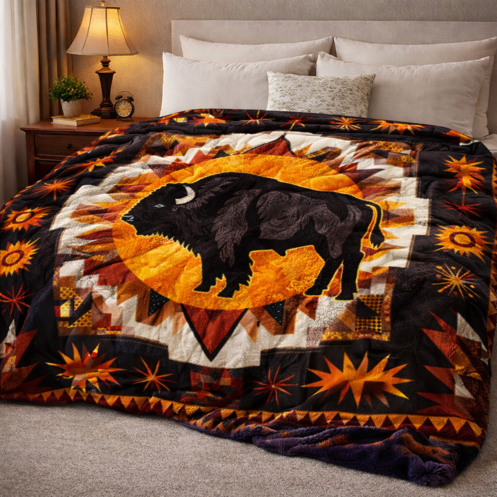Geometric Bison QA2401005CL Faux Fur Throw Blanket