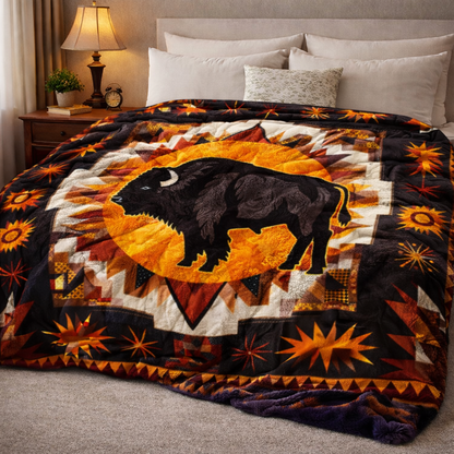 Geometric Bison QA2401005CL Faux Fur Throw Blanket