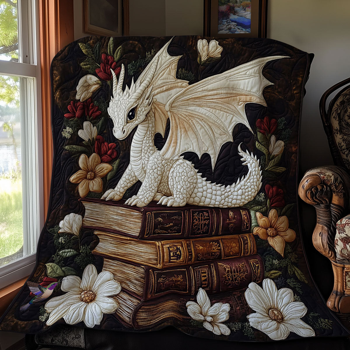 White Dragon In Book WY1112024CL Quilt