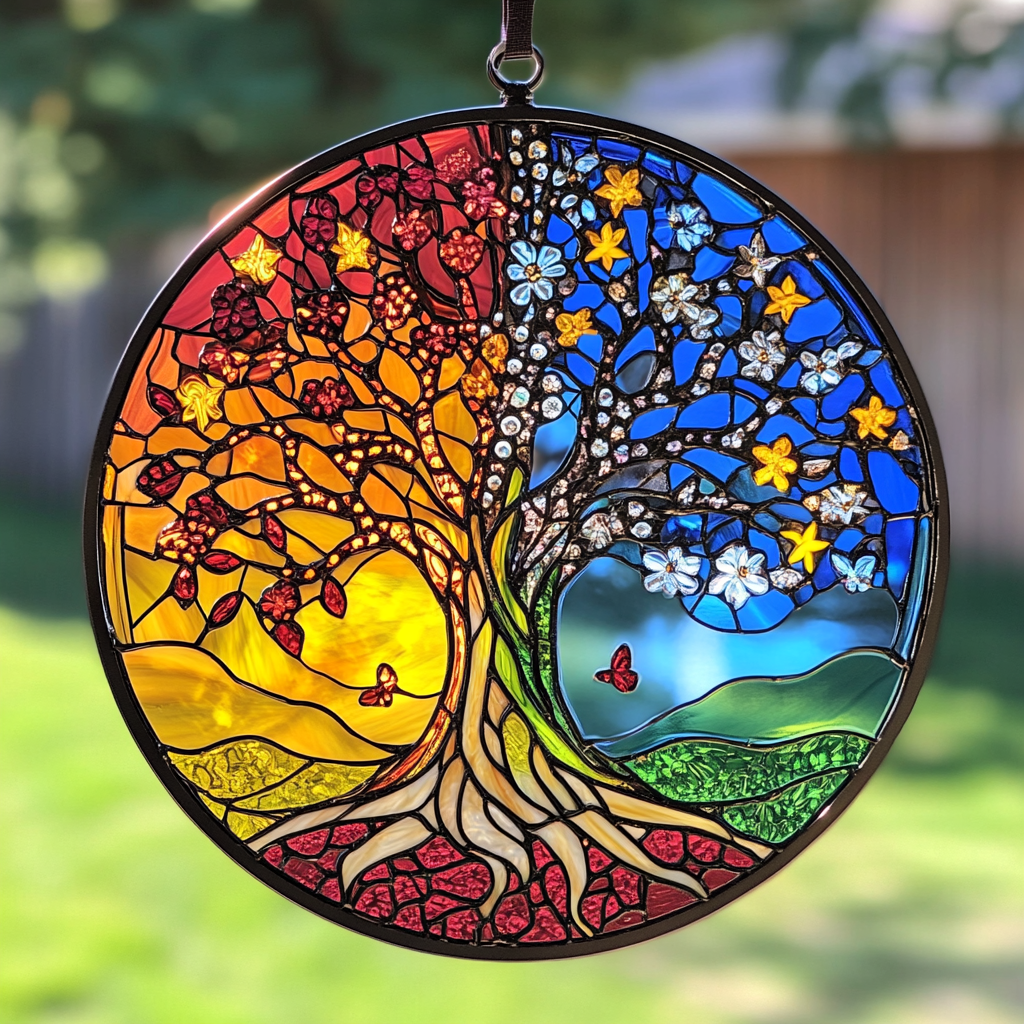 Cosmic Tree Of Life WN0611072CL Stained Glass Suncatcher