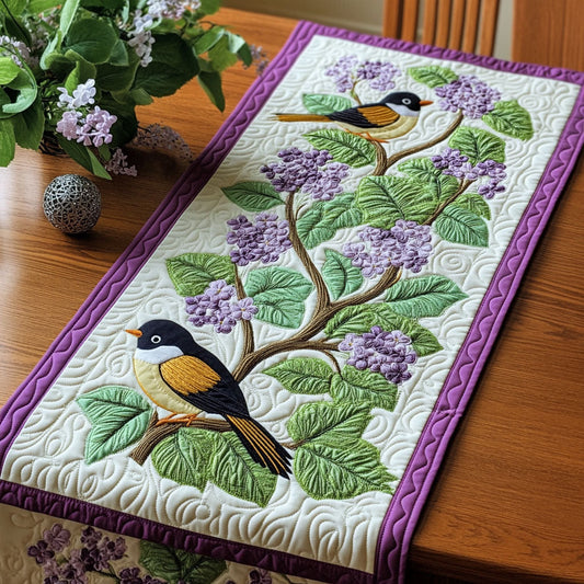 Lilac Chickadee CP2004174CL Quilted Table Runner