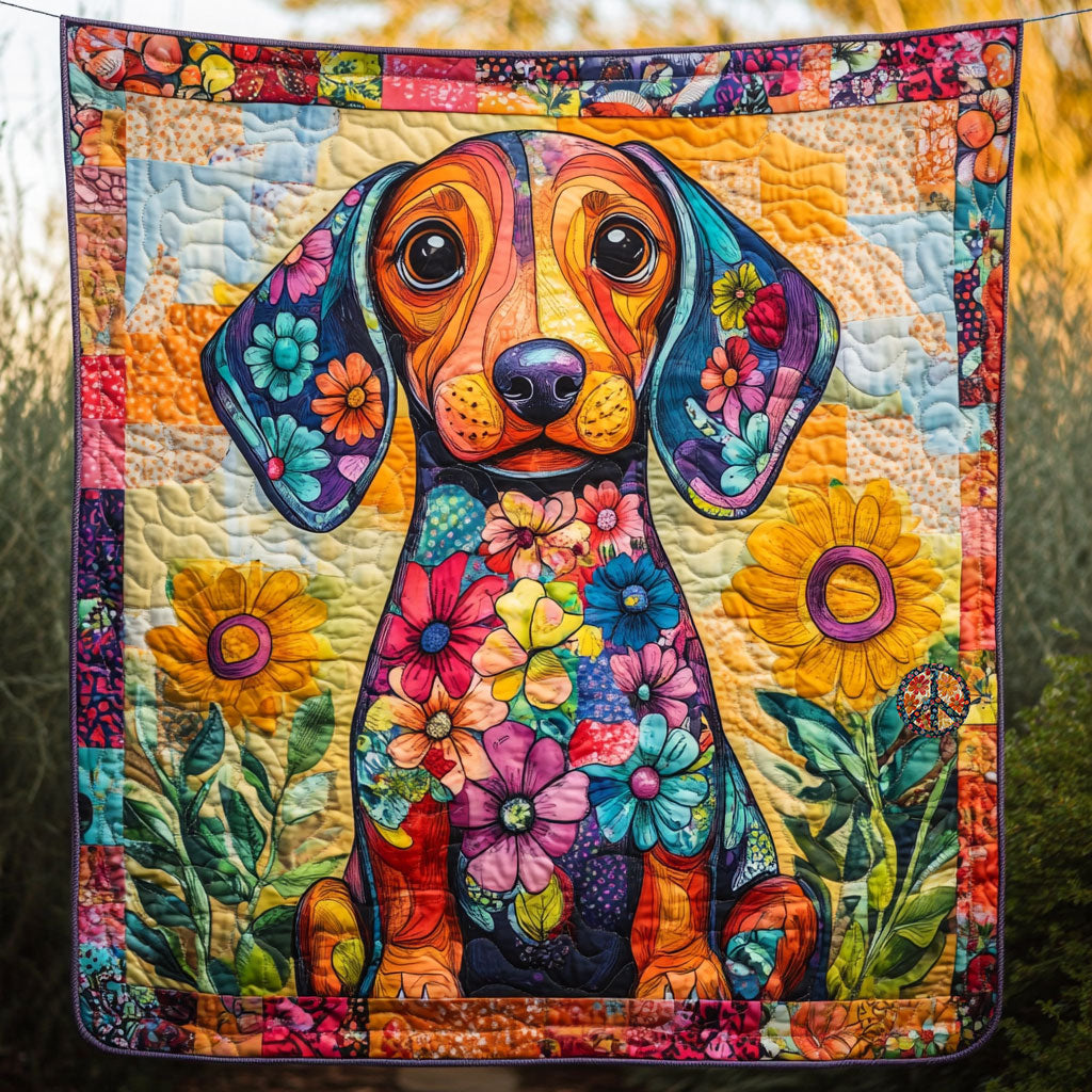 Dachshund Flower WT2310011CL Quilt