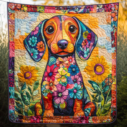 Dachshund Flower WT2310011CL Quilt