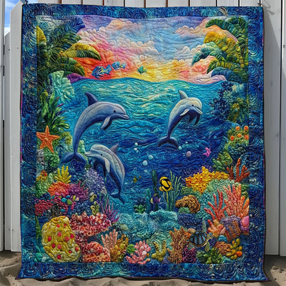 Dolphin Family WY1411002CL Quilt