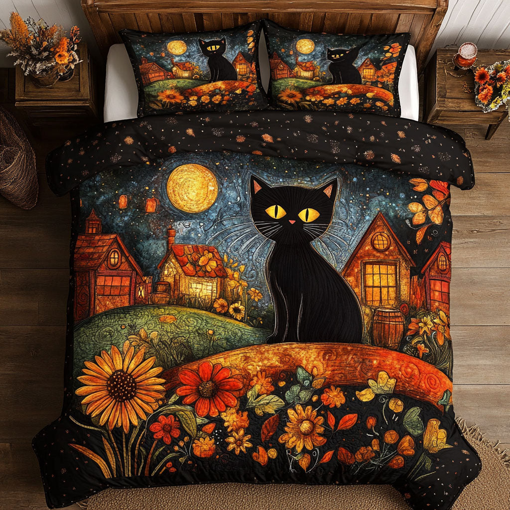 Black Cat In Night WY0802014CL Duvet Cover Set