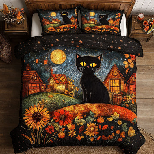 Black Cat In Night WY0802014CL Duvet Cover Set